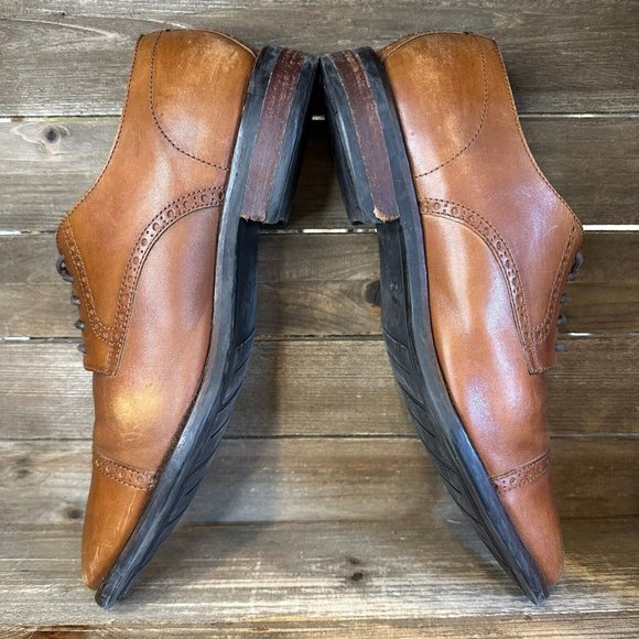 Mens Cole Haan Grand.Os Brown Leather Cap Toe Brogue Dress Oxfords Size 12 M GUC - Picture 4 of 7